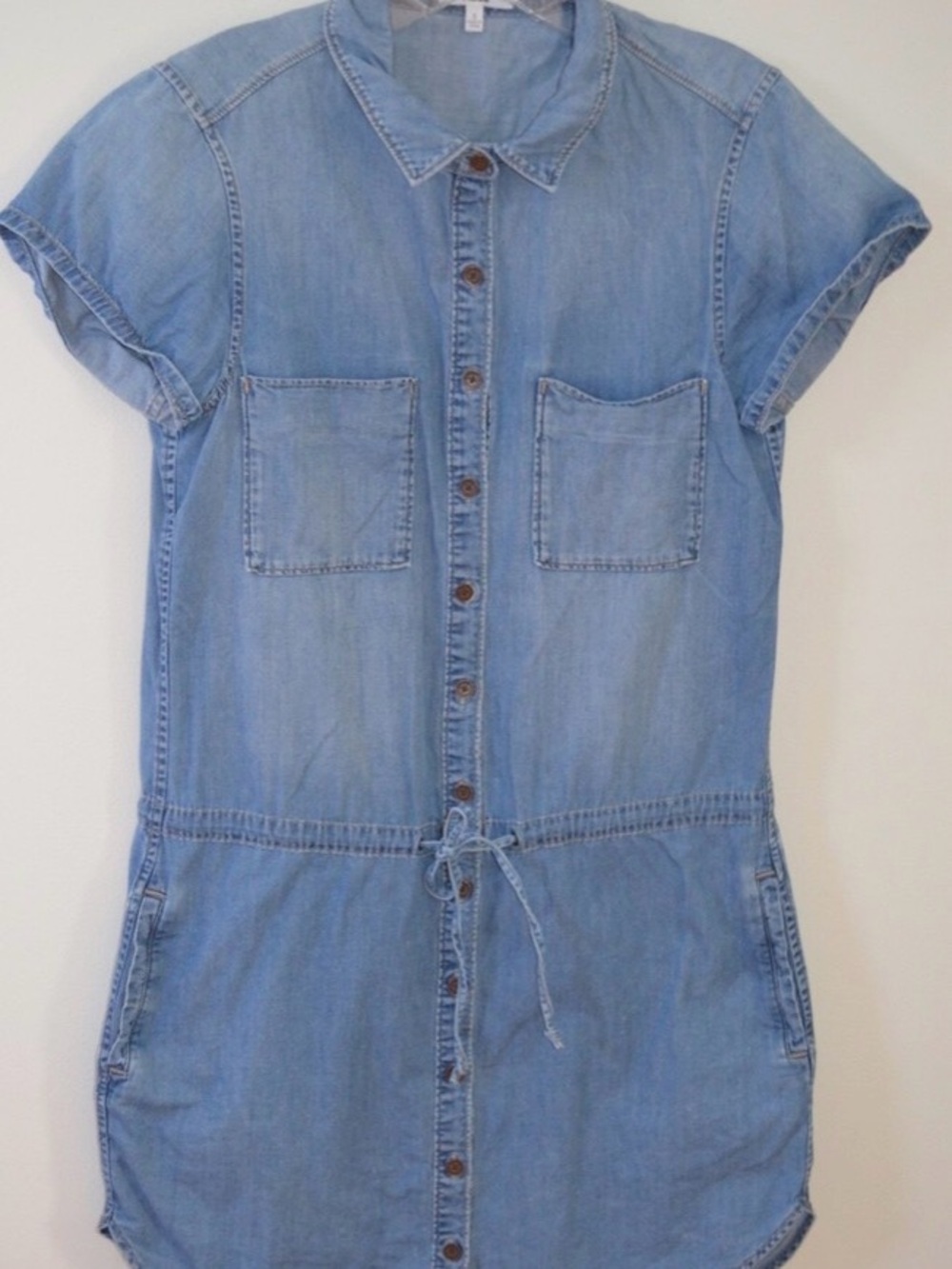 PAIGE Denim Shirt Dress in Washed Blue